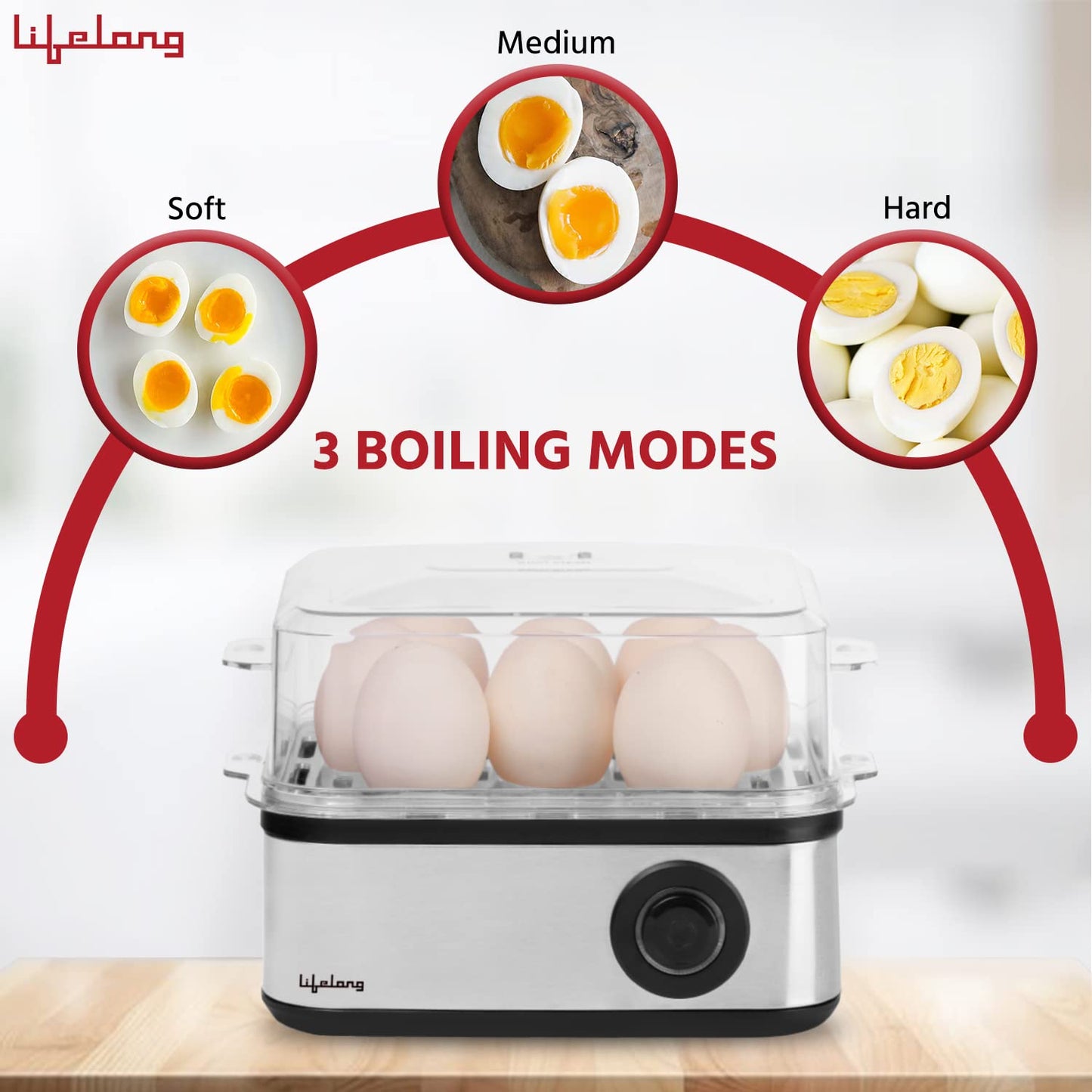 Lifelong 2-in1 Egg Boiler and Poacher, boil upto 8 eggs, Poach 4 eggs 1.0 unit