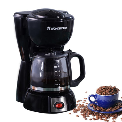 Wonderchef Onyx Brew 6 Cups Coffee Makers, 600ml (Black) 1.0 unit