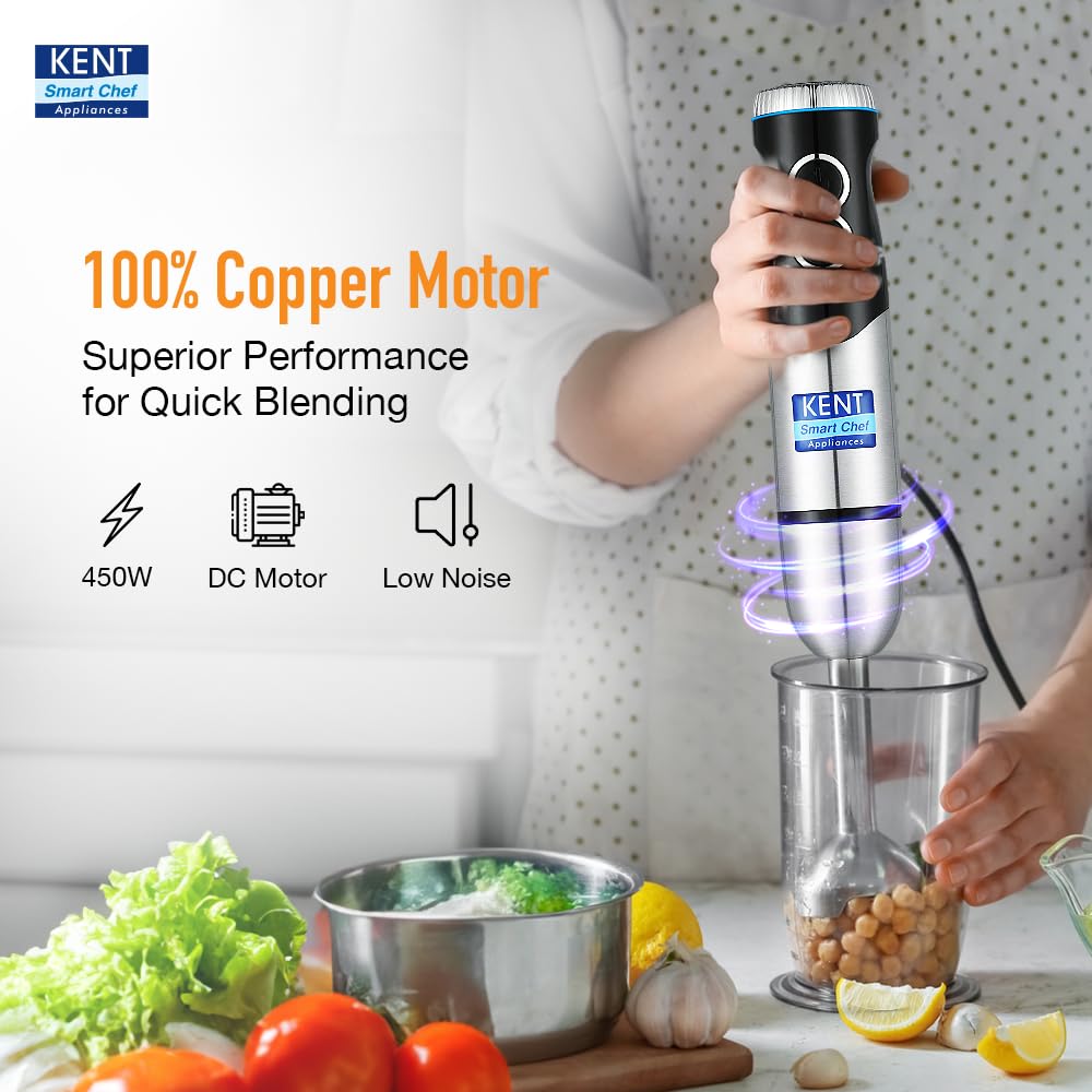 Kent Hand Blender, Stainless Steel Blade, 450W (White) 1.0 unit