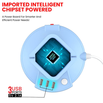 Portronics Power Plate 9 With 3 USB Ports +8 Power Sockets - Blue 1.0 unit