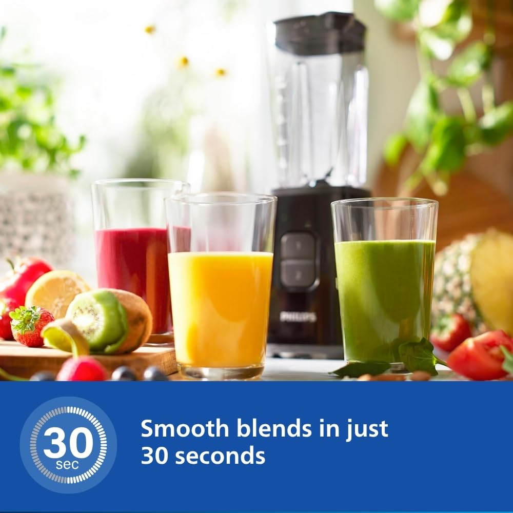 Philips Electric Nutri-Blend, Mixer, Grinder & Blender Smoothie Maker 350W Power 3-Jar Capacity With Variable Speed Control Perfect for Smoothies, Mixing & More (HR2603/90) 1.0 unit