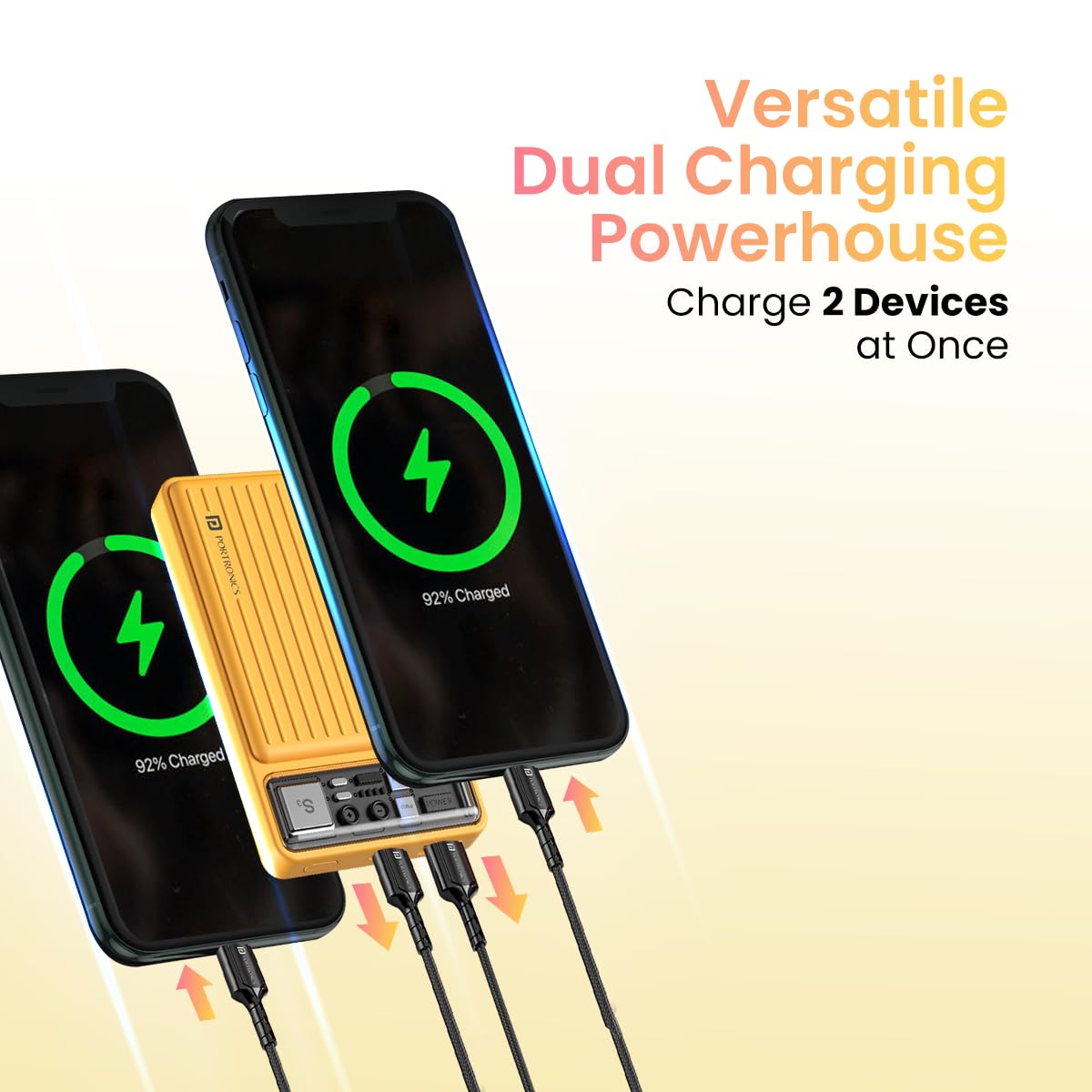Portronics Luxcell Mini 10K 10000mAH Power Bank with Dual Output (Type C+ USB) - Yellow 1.0 unit