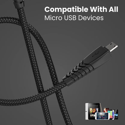 Portronics Konnect B Micro 1M Micro USB Nylon Braided Cable - Black 1.0 unit