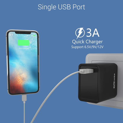 Portronics Adapto One ( With Type C Cable) 3.0A Single Port Adapter With Quick Charge - Black 1.0 unit