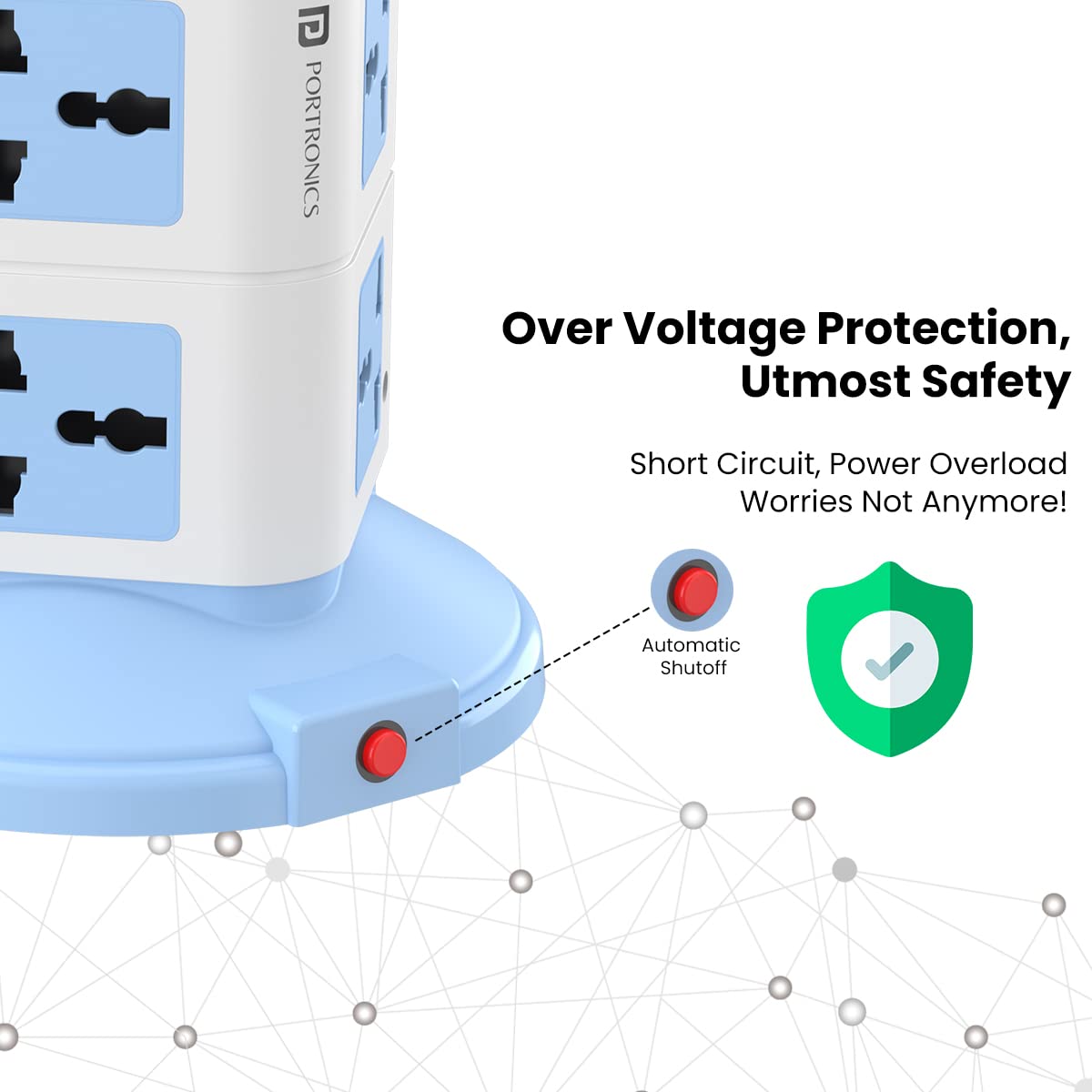 Portronics Power Plate 9 With 3 USB Ports +8 Power Sockets - Blue 1.0 unit