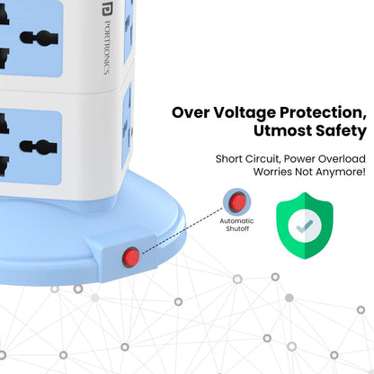 Portronics Power Plate 9 With 3 USB Ports +8 Power Sockets - Blue 1.0 unit