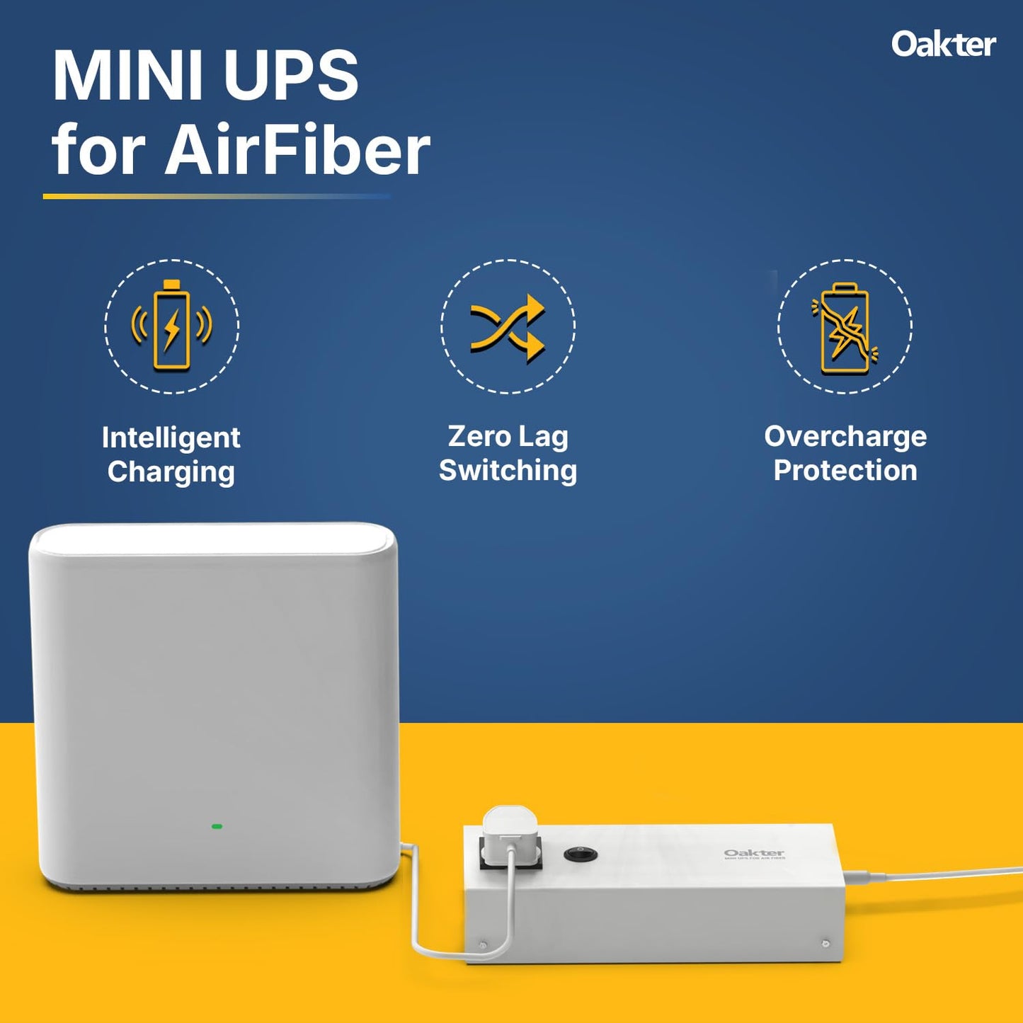 Oakter AirFiber Mini UPS for AirFiber Routers with single adapter 6x2000 mAh Battery Power Backup 4 Hours ( 1 Year Warranty ) 1.0 Piece