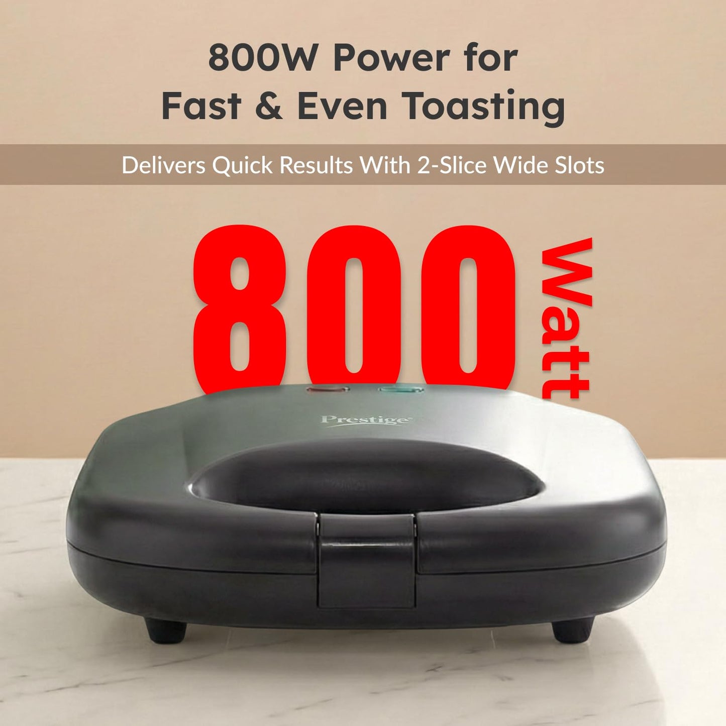 Prestige PGMFB 800 Watt Grill Sandwich Toaster with Fixed Grill Plates, Black