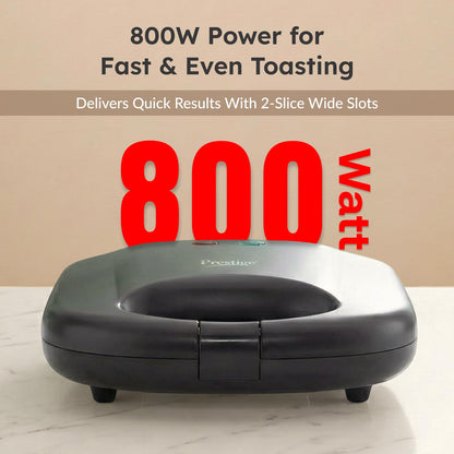 Prestige PGMFB 800 Watt Grill Sandwich Toaster with Fixed Grill Plates, Black
