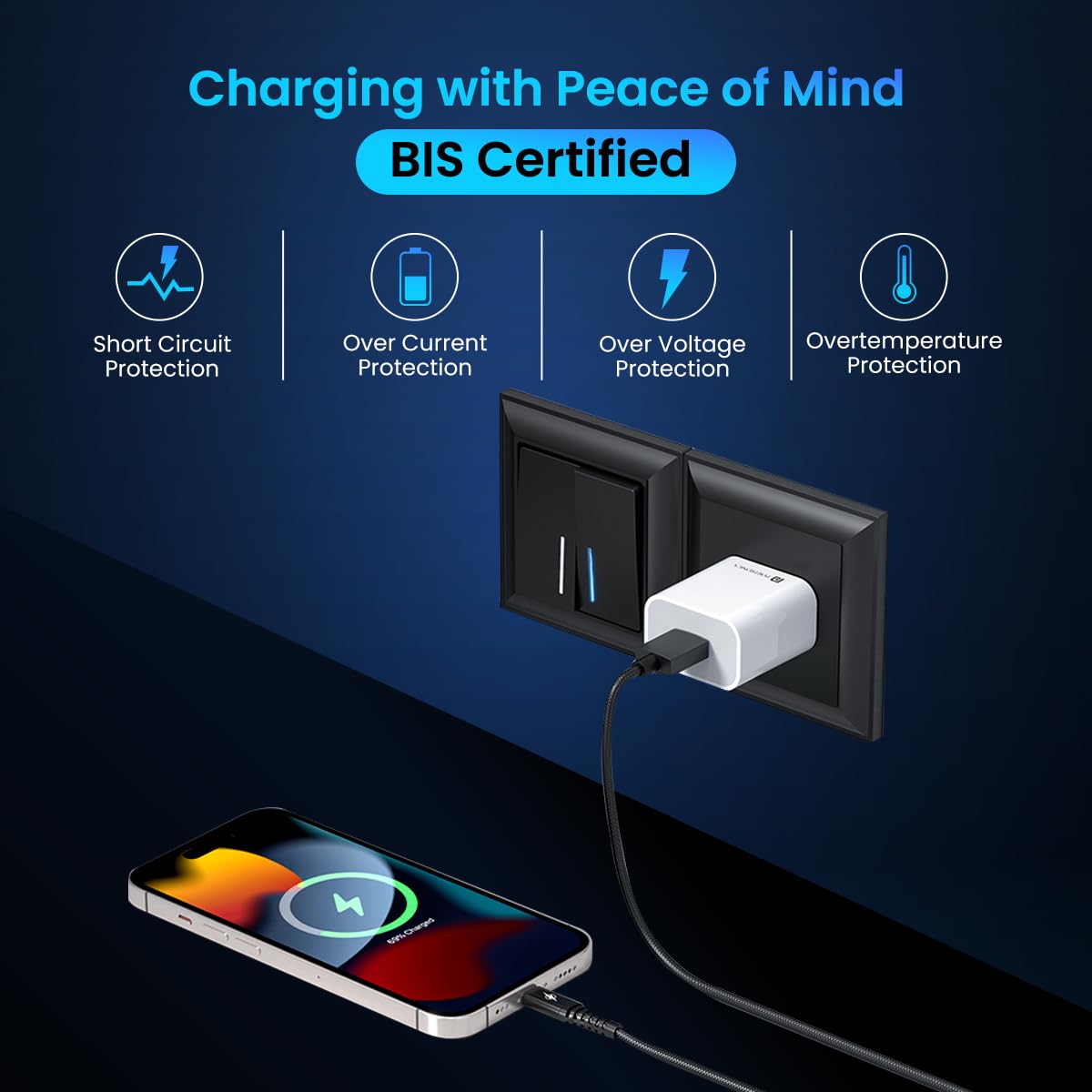 Portronics Adapto 12 12W Single Port Charger - White 1.0 Piece