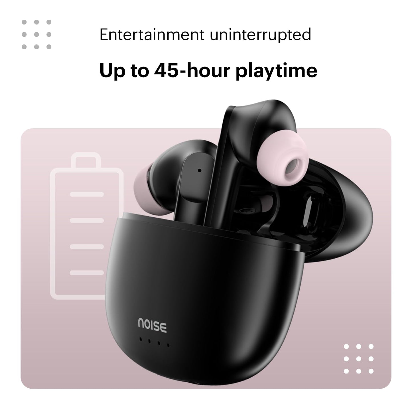 Noise Buds VS104 In-Ear Truly Wireless Earbuds With Mic, 45 Hrs Playtime, ENC, IPX5, Bluetooth v5.2 (Charcoal Black) 1.0 Piece