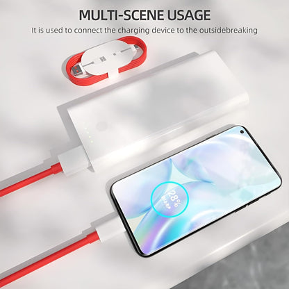 Sounce 80W Fast Charging USB to Type C SuperVooc/Dash Cable for Oneplus & All Series , Red 1.0 Piece