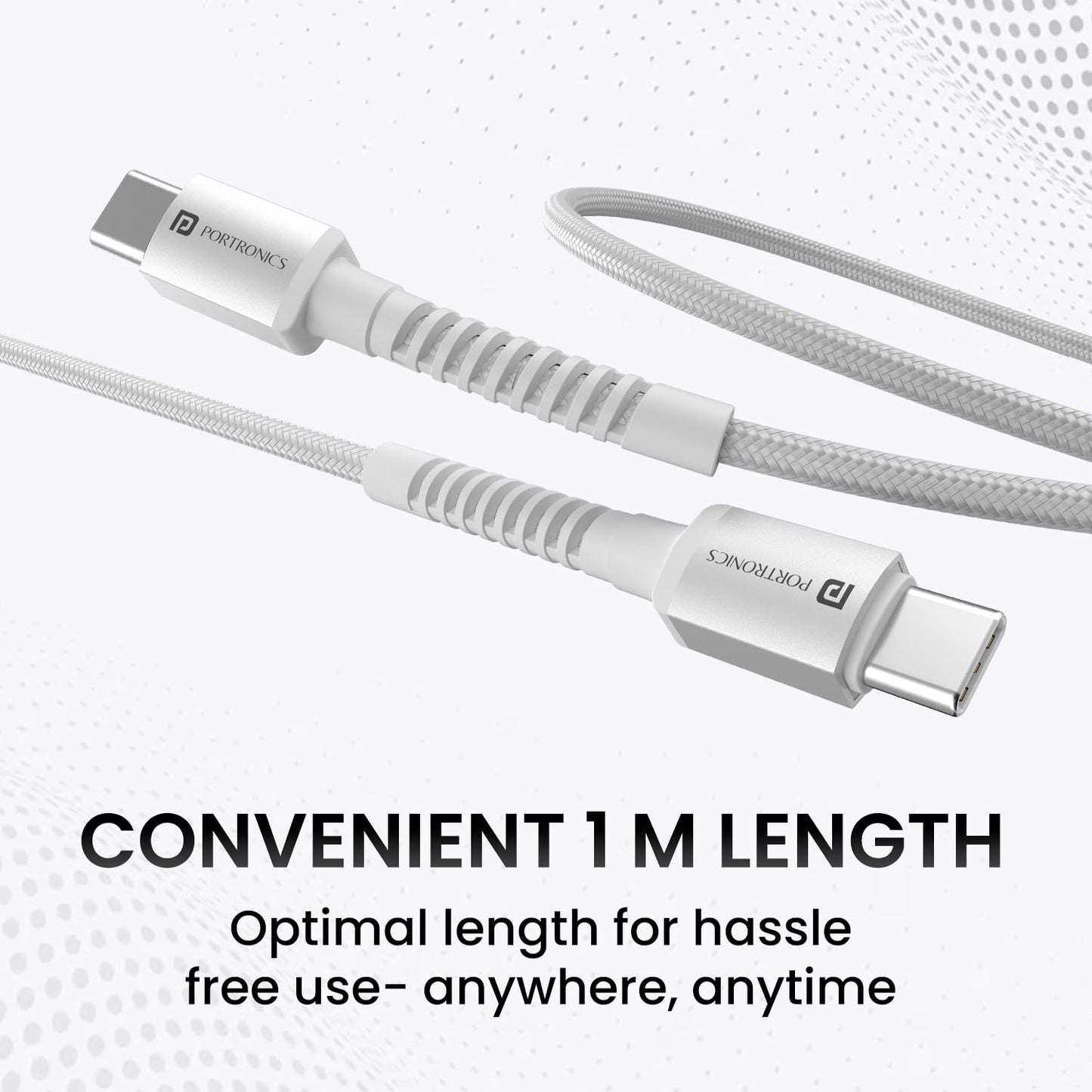 Portronics Konnect X 60W Type C to Type C 1m - White 1.0 Piece