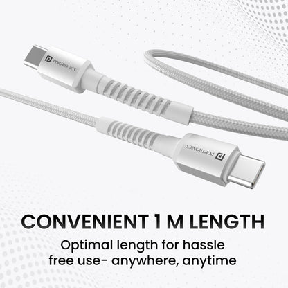 Portronics Konnect X 60W Type C to Type C 1m - White 1.0 Piece