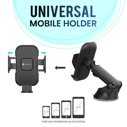 Portronics Clamp M Car mobile holder - Black 1.0 Piece