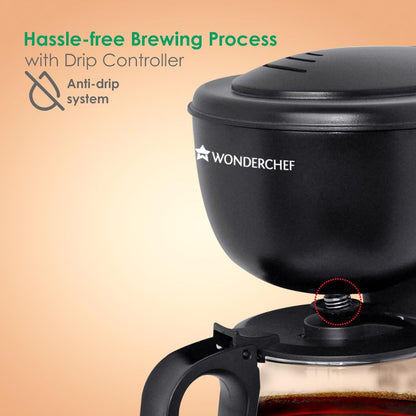 Wonderchef Onyx Brew 6 Cups Coffee Makers, 600ml (Black) 1.0 unit