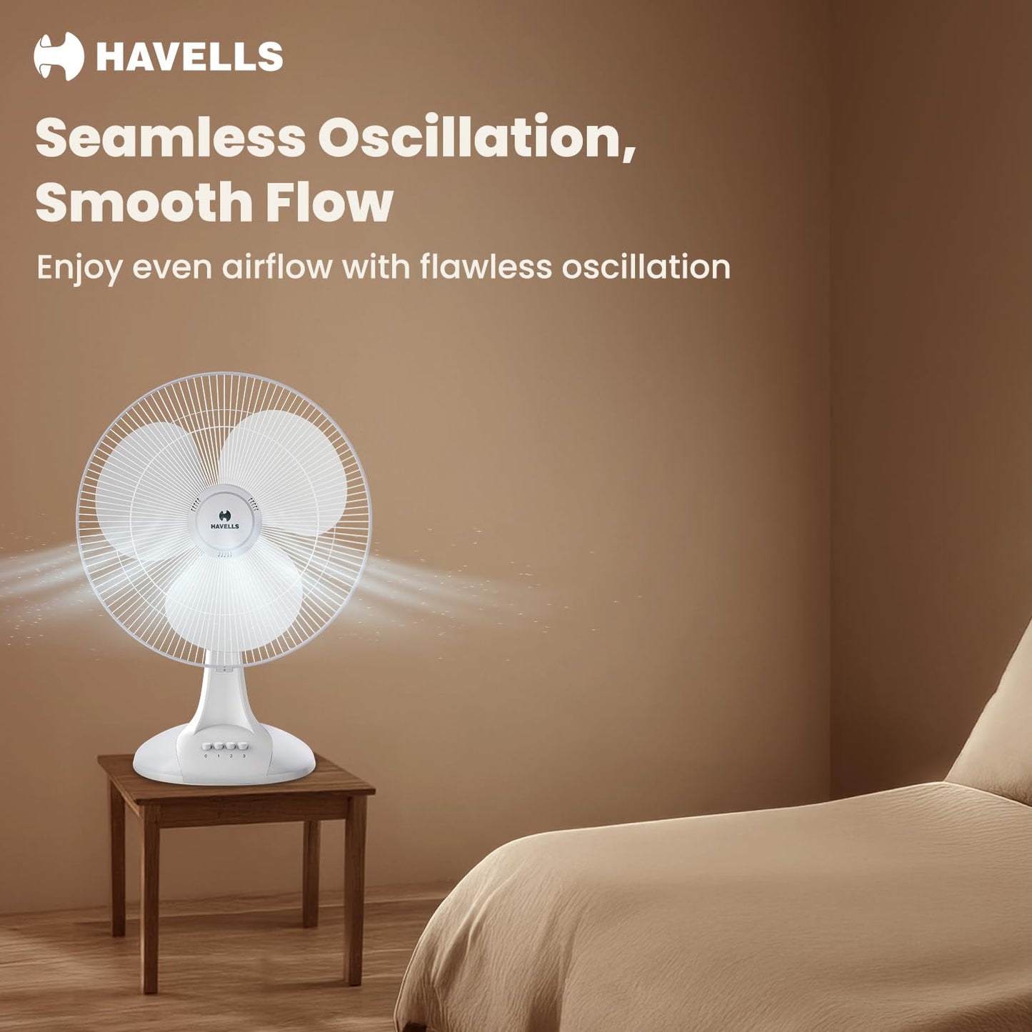 Havells Sameera 400mm High-Speed Table Fan for Powerful Airflow - White 1.0 Piece