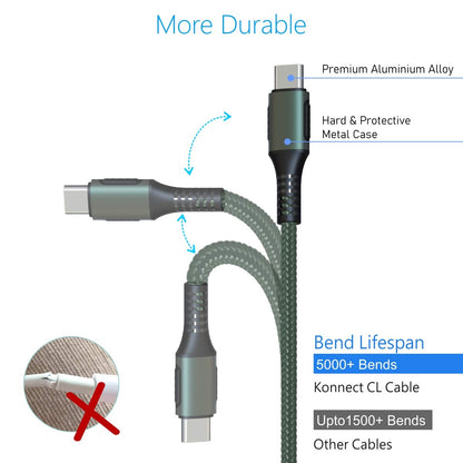 Portronics Konnect CL Type C to 8 Pin 3A Type-C to 8 Pin USB Cable - Green 1.0 Piece