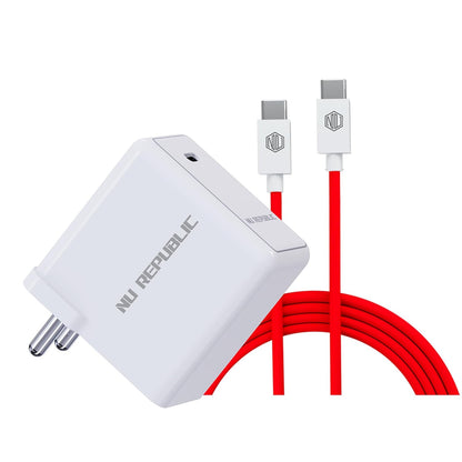 Nu Republic All-in-one 30W Charger With Type C To Type C 6A Cable Included (White-Red) 1.0 unit