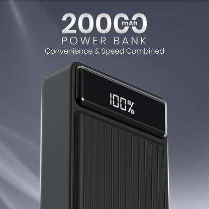 Portronics Luxcell Bind Mini 20K 22.5W Fast Charging Power Bank with Charging Cables - Black 1.0 Piece