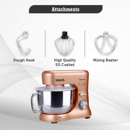 Inalsa Kratos Stand Mixer,Stainless Steel, 1000W (Rose Gold) 1.0 Piece