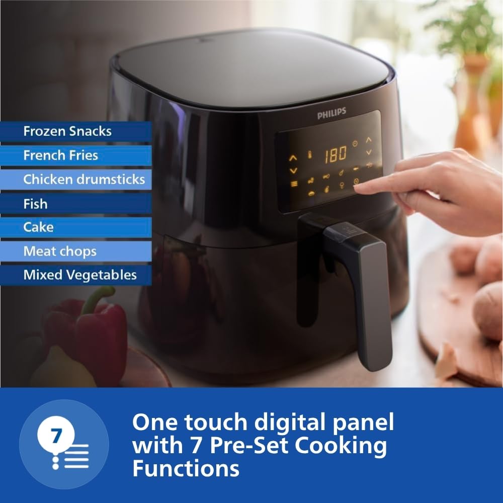 Philips HD9252/90 Digital Air Fryer, 4.1L With Touch Panel, 1400W (Black) 1.0 Piece
