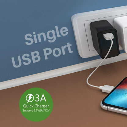 Portronics Adapto One ( With Type C Cable) 3.0A Single Port Adapter With Quick Charge - Black 1.0 unit