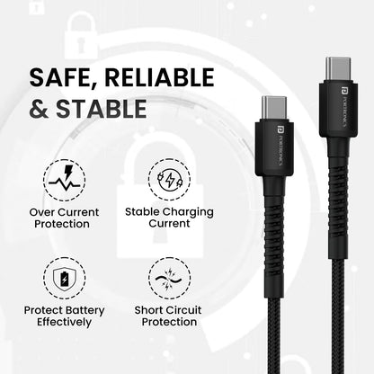 Portronics Konnect X 60W Type C to Type C 1m - Black 1.0 Piece