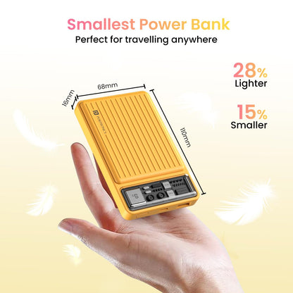 Portronics Luxcell Mini 10K 10000mAH Power Bank with Dual Output (Type C+ USB) - Yellow 1.0 unit