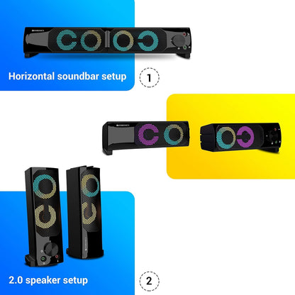 Zebronics Wonderbar 10 2.0 Speaker, RGB Lights, 10W, 2-Way design 2.0 pieces