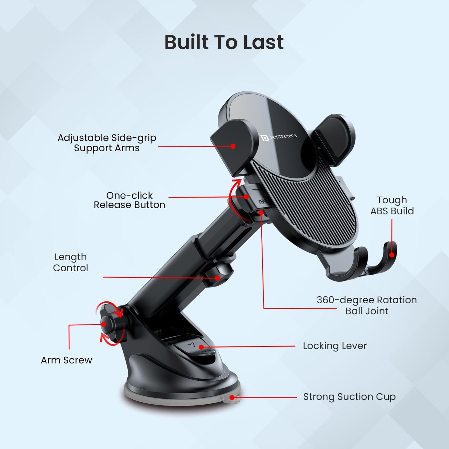 Portronics Clamp M3 Mobile Phone Holder - Black 1.0 Piece