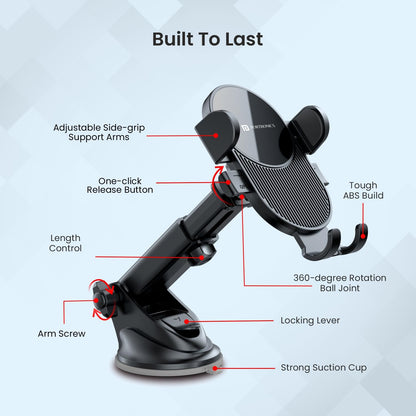 Portronics Clamp M3 Mobile Phone Holder - Black 1.0 Piece