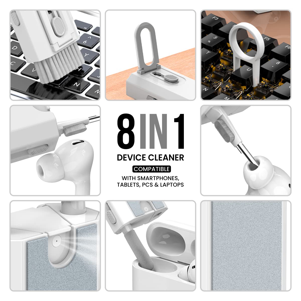 Portronics Clean M Multifunctional Cleaning Kit - White 1.0 pack
