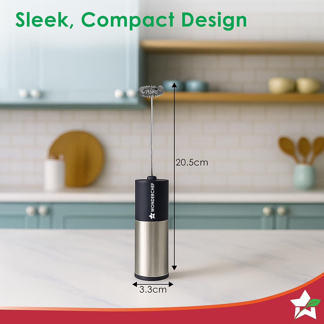 Wonderchef Regalia 6W Milk Frother for Coffee - Handheld Battery-Operated for Coffee, Lattes, Lemonade, Hot Chocolates and Shakes - Black