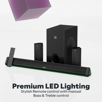 GOVO GOSURROUND 950 Soundbar, 280W, Bluetooth v5.3 (Platinum Black) 1.0 unit