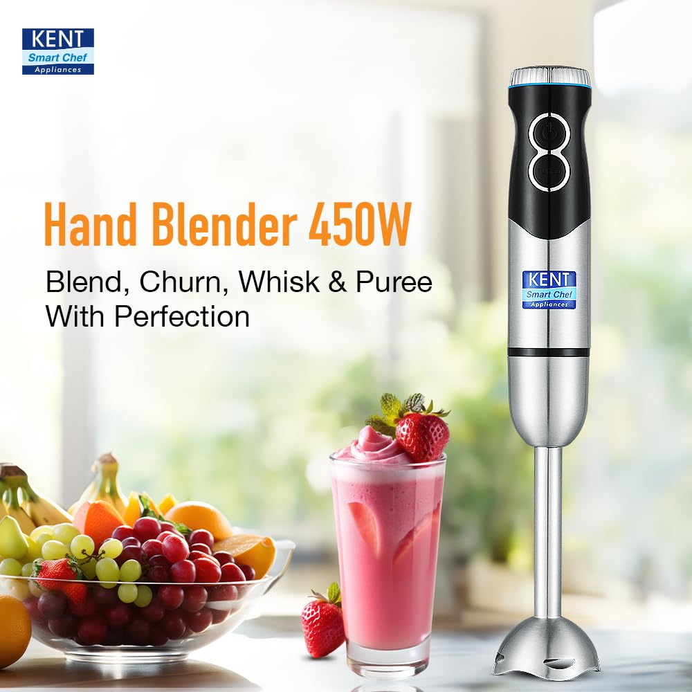 Kent Hand Blender, Stainless Steel Blade, 450W (White) 1.0 unit