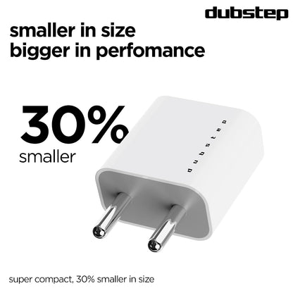 Dubstep Sprint 20W USB-C Charger with PD PPS 3.0 Supports All Fast Charging Technologies (With Type-C To L Cable, White) 1.0 unit