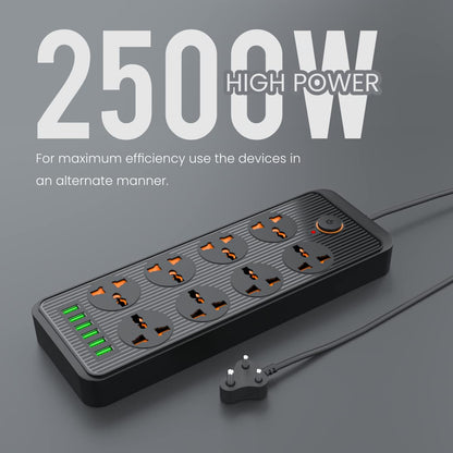 Portronics Power Plate 7 With 6 USB Port + 8 Power Sockets Power Converter - Black 1.0 Piece