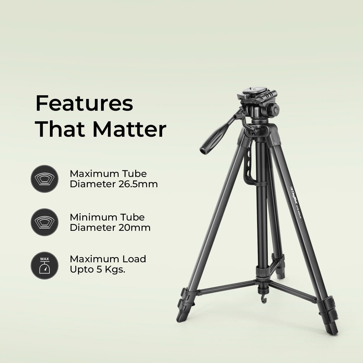 DIGITEK (DTR 550 LW) 67 Inch Foldable Tripod Stand with Phone Holder & 360 degree Ball Head, 5kg Load Capacity 1.0 Piece