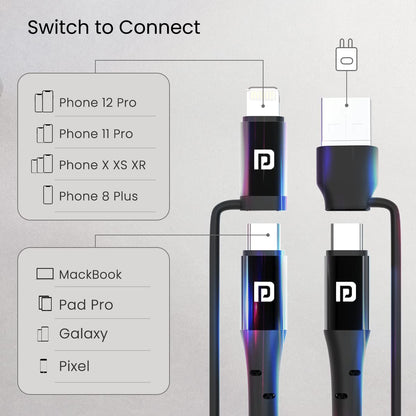 Portronics Konnect J8 60W USB A + Type C to 8Pin + Type C - Black 1.0 unit