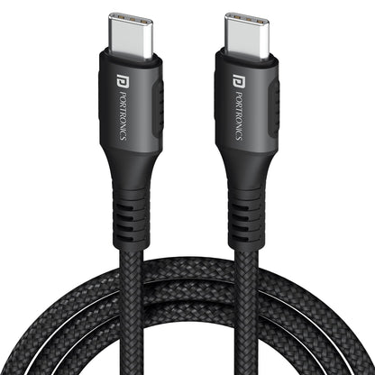 Portronics Konnect 240 C 240W Type C to Type C 1 MTR Cable - Black 1.0 Piece