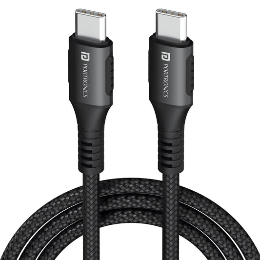 Portronics Konnect 240 C 240W Type C to Type C 1 MTR Cable - Black 1.0 Piece