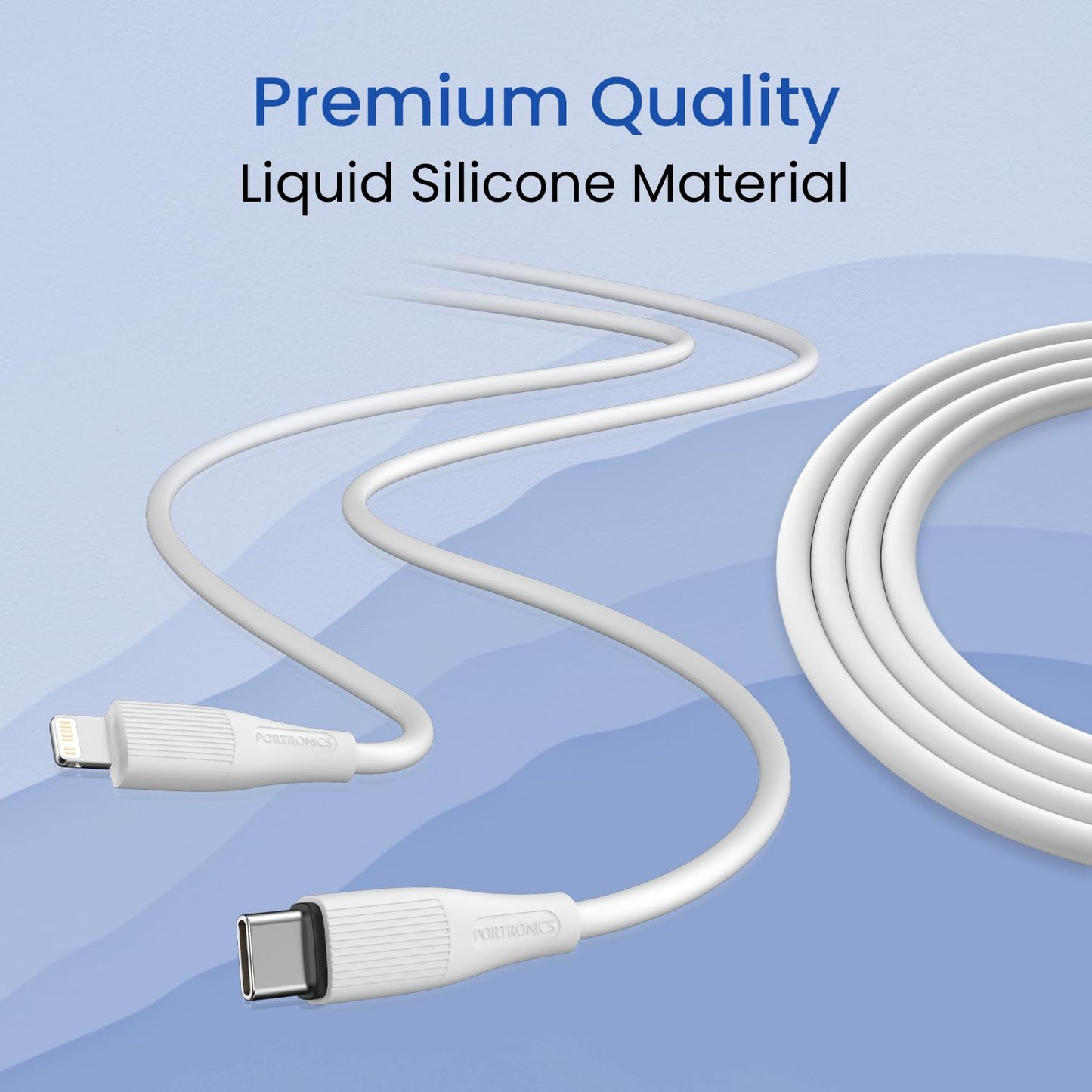 Portronics Silklink 8 Pin USB TO 8 Pin 20W 1M - White - White 1.0 Piece