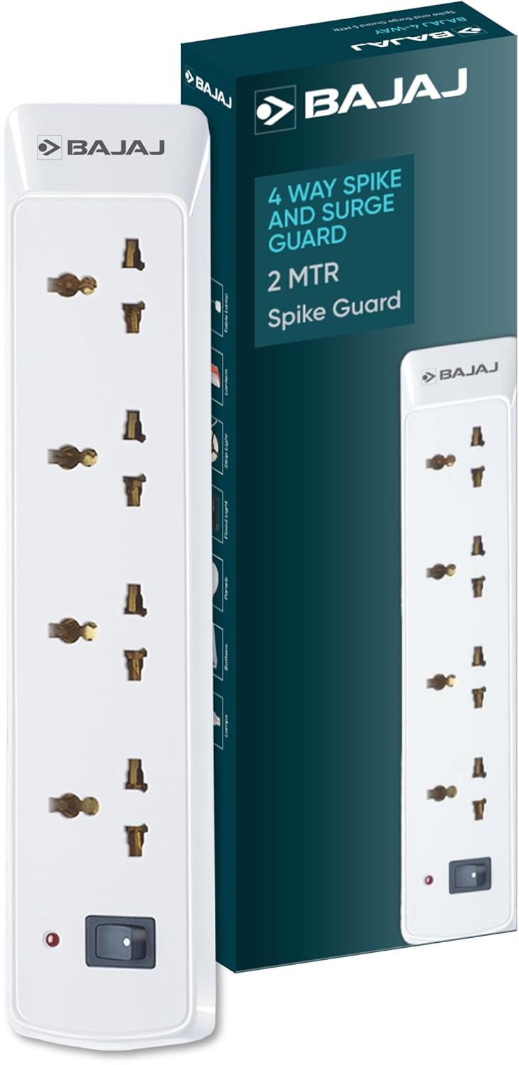 Bajaj 4 Socket Way Spike and Surge Guard 250 Volts with 2 m Wire Cable 1.0 unit