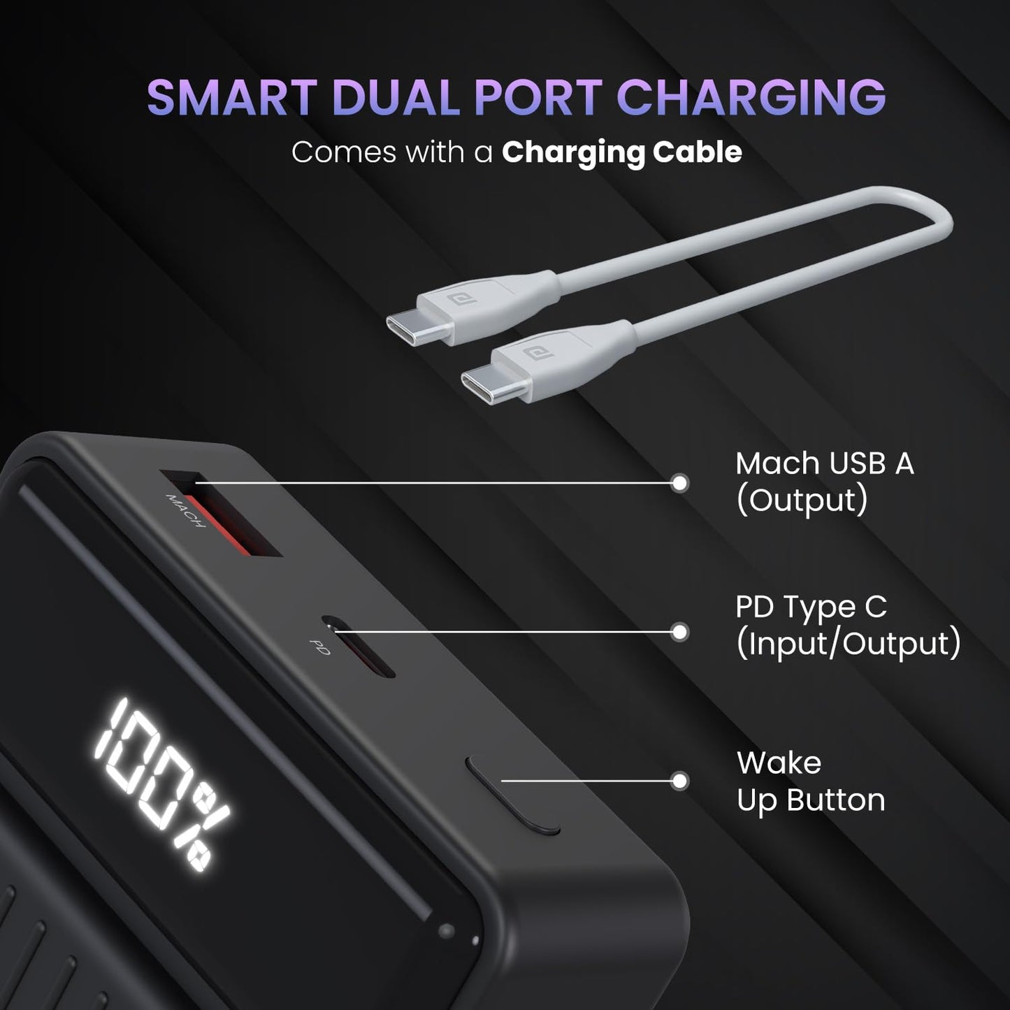 Portronics Luxcell B 20K 20000 mAH 22.5W Power Bank - Black 1.0 unit