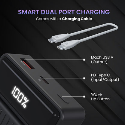 Portronics Luxcell B 20K 20000 mAH 22.5W Power Bank - Black 1.0 unit