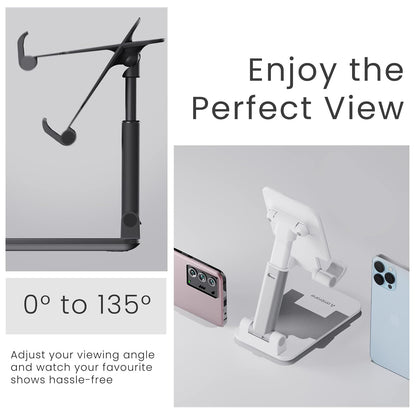 Ambrane Mobile Holding Tabletop & Mobile Adjustable Stand, 0-135 Perfect View (Twistand, White) 1.0 unit