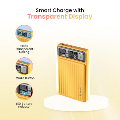Portronics Luxcell Mini 10K 10000mAH Power Bank with Dual Output (Type C+ USB) - Yellow 1.0 unit