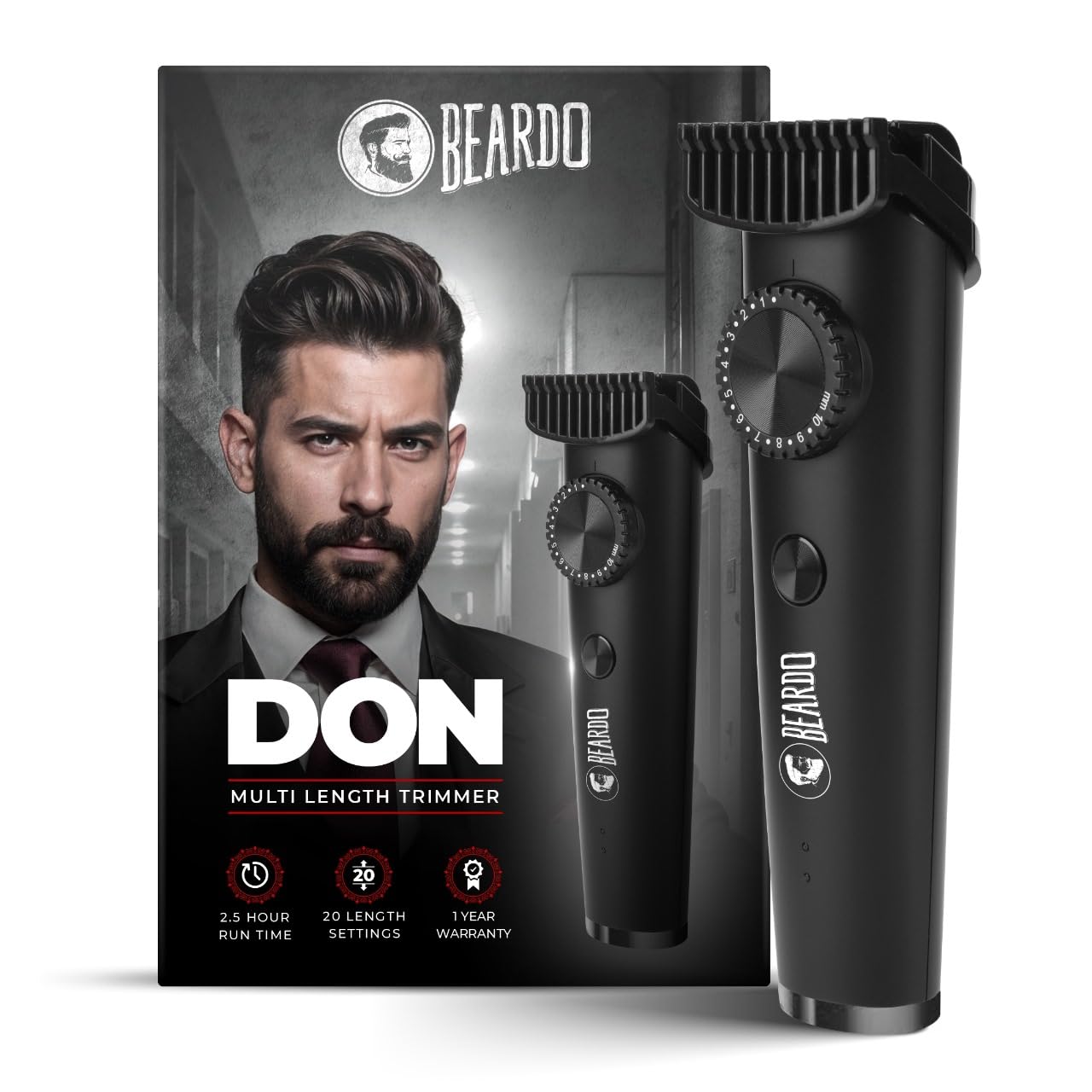 Beardo Don Trimmer For Men | 150 Min Run Time | Cordless | Stainless Steel Blades | Li+ Battery 1.0 unit