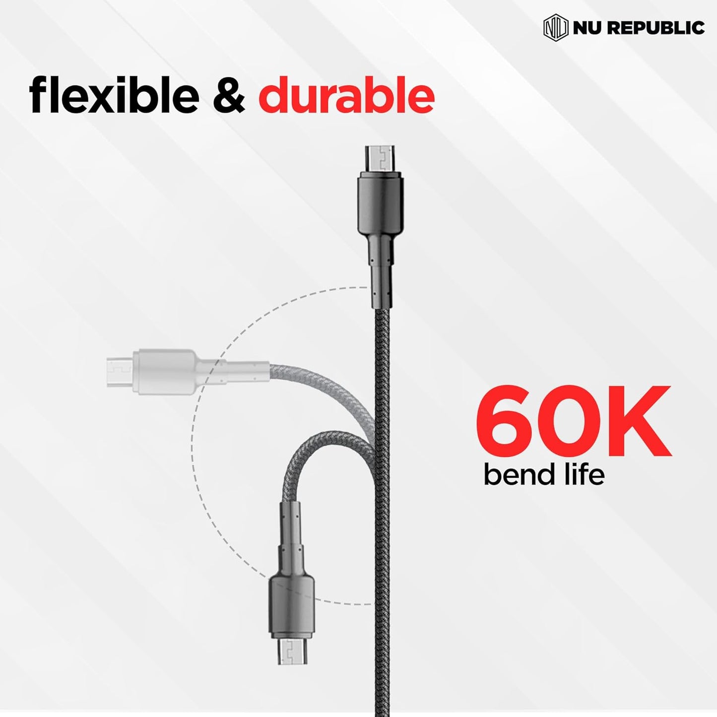 Nu Republic Blaze Silk 3.1A Fast Charging 1 m USB to Micro USB Charging Cable (Red) 1.0 unit